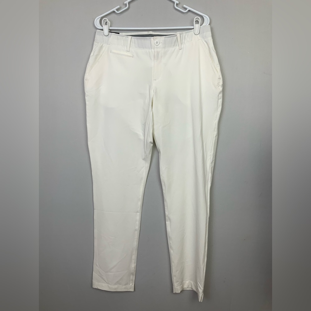NWT Under Armour Sz 12 Links Golf Pants White 1362772-100 Stretch Comfort Fitted